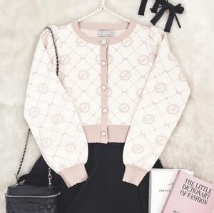 Pium Pink Monogram Cardigan